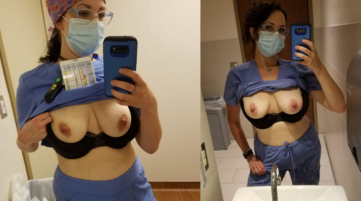 Doctora mostrando sus tetas y su coño en el hospital