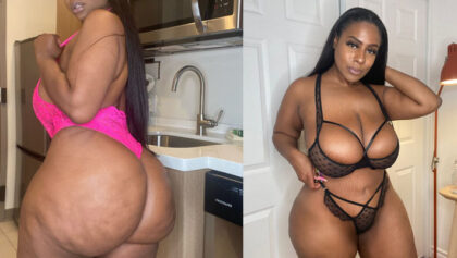 En la cocina la obesa negra muestra enorme culo que tiene