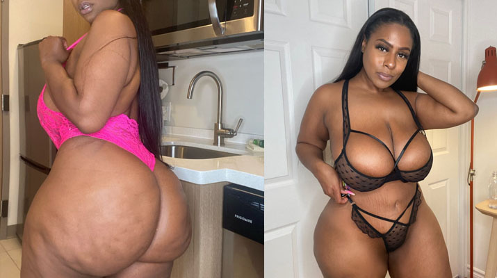 En la cocina la obesa negra muestra enorme culo que tiene